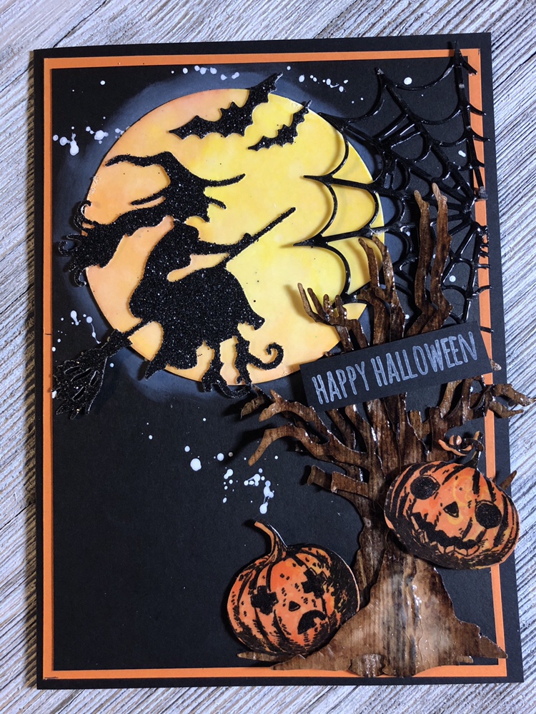 Witch On Broom Halloween Card | simplycraftydesigns